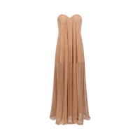 Sheer Luck Thea Sheath Mesh Backless Maxi Dress (Light Brown)