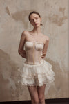 Fa Sogno White Layer Mini Skirt