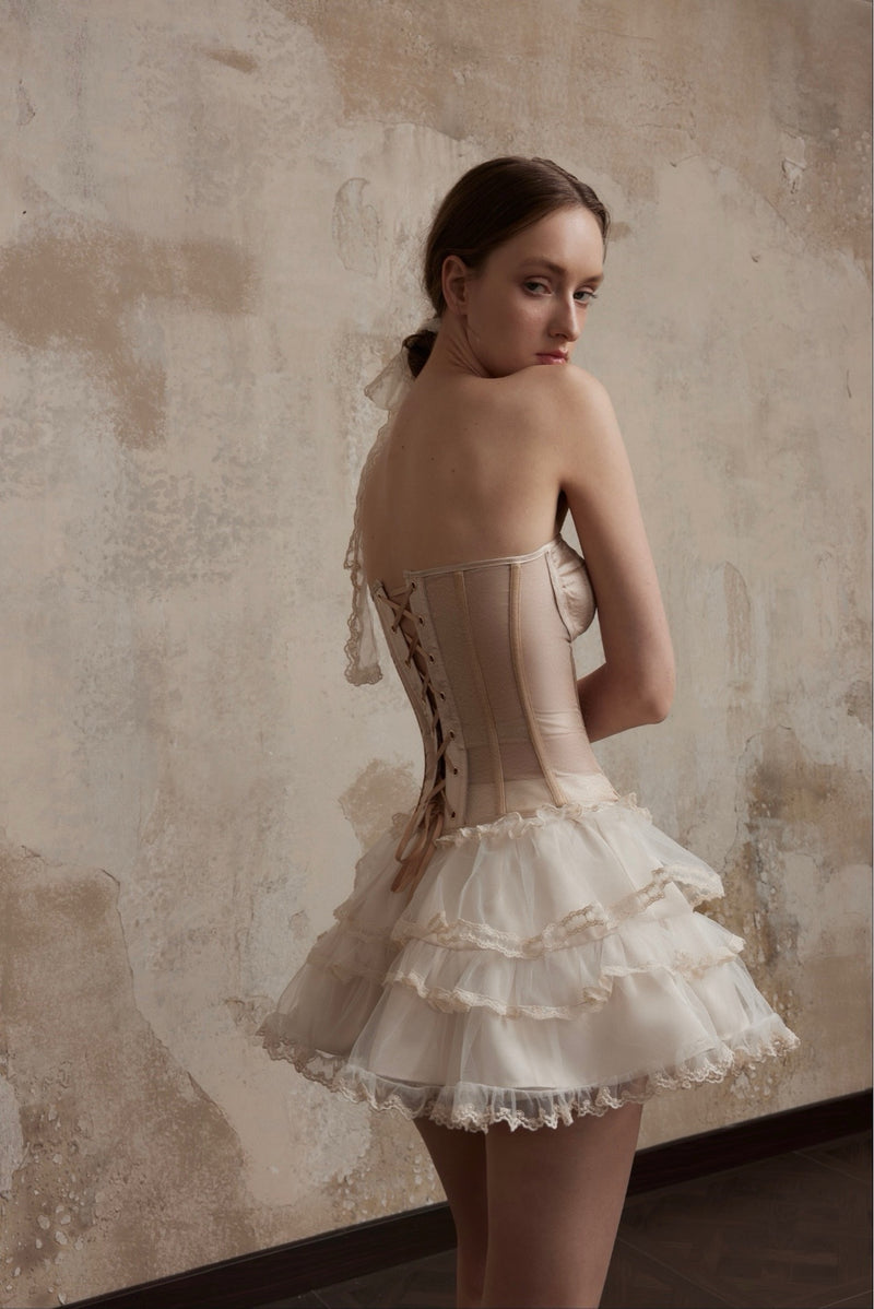 Fa Sogno White Layer Mini Skirt
