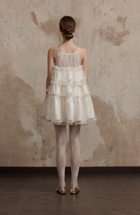 Fa Sogno Beige Lace Halter Dress