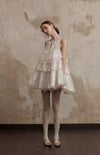 Fa Sogno Beige Lace Halter Dress