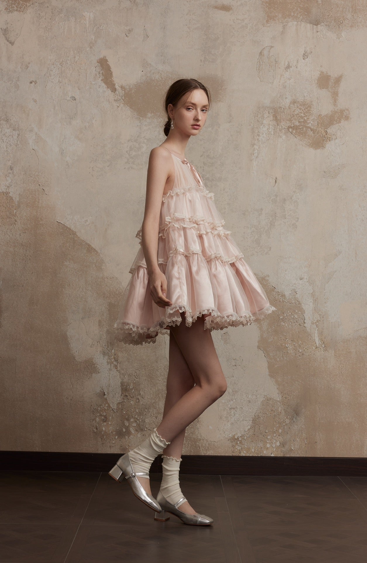 Fa Sogno Pink Lace Halter Dress