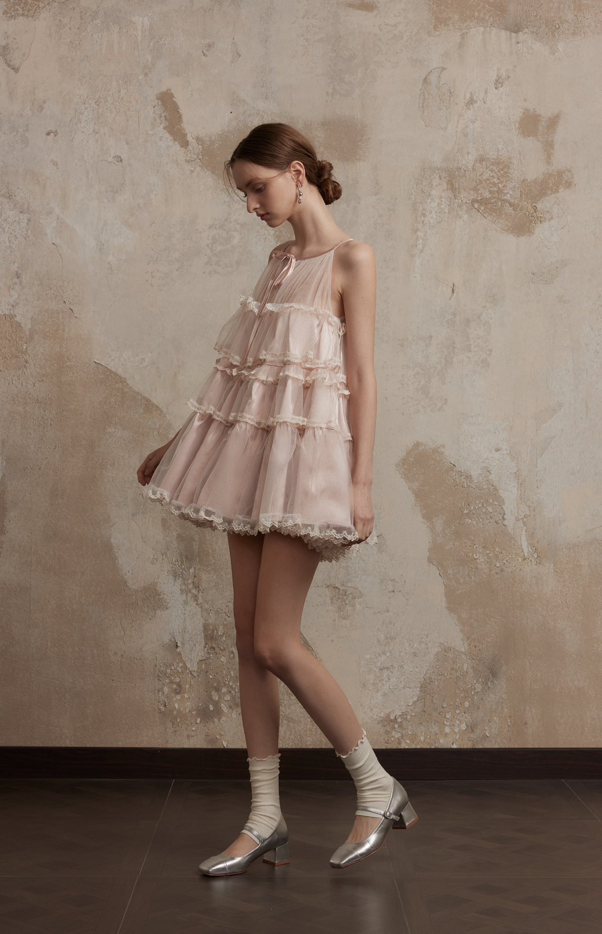 Fa Sogno Pink Lace Halter Dress