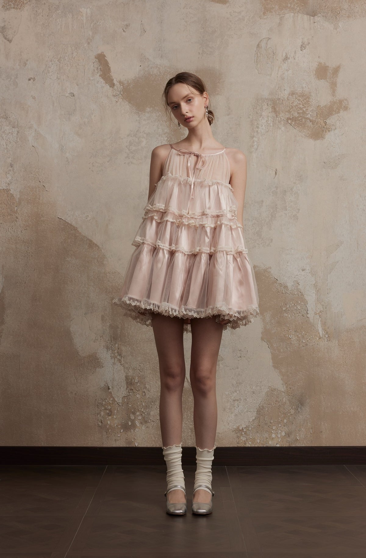 Fa Sogno Pink Lace Halter Dress