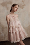 Fa Sogno Pink Lace Halter Dress