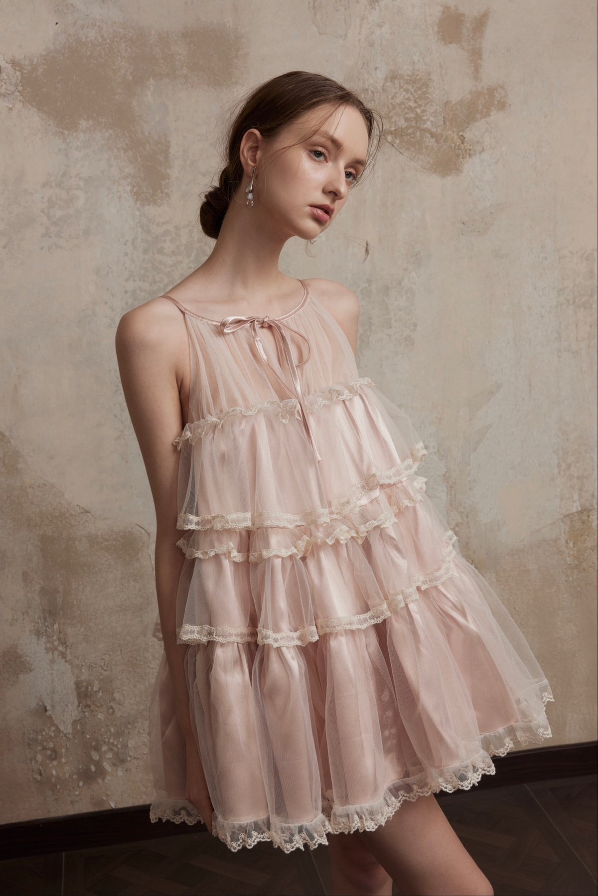 Fa Sogno Pink Lace Halter Dress