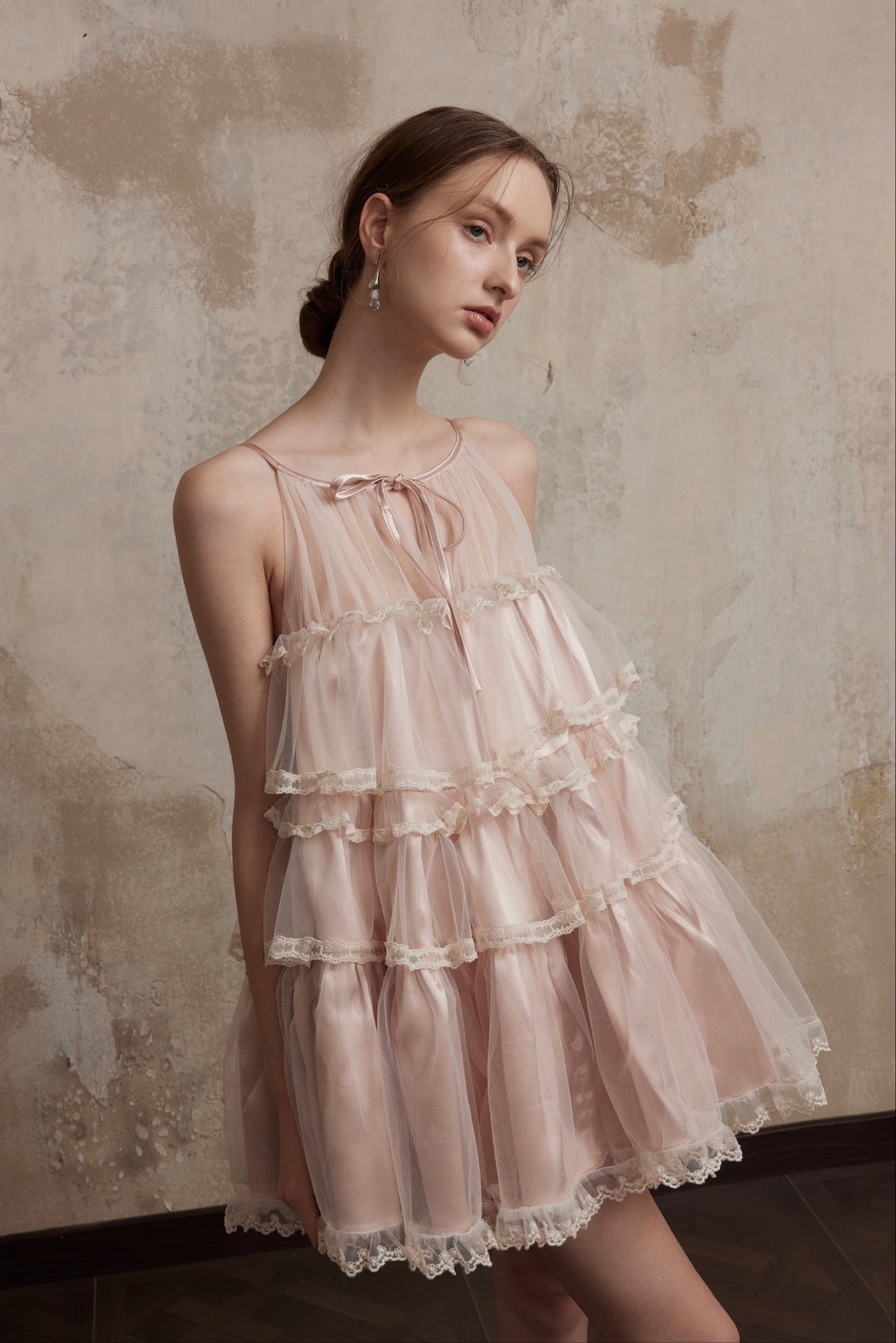 Fa Sogno Pink Lace Halter Dress