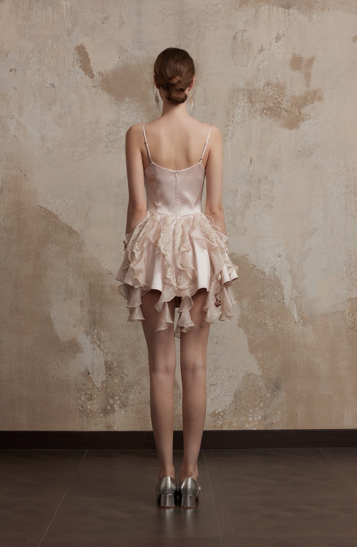 Fa Sogno Pink V neck Halter Dress