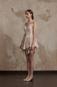 Fa Sogno Pink V neck Halter Dress