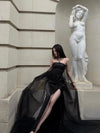 CROWCREW Night Butterfly Mist-Shrouded Strapless Dress
