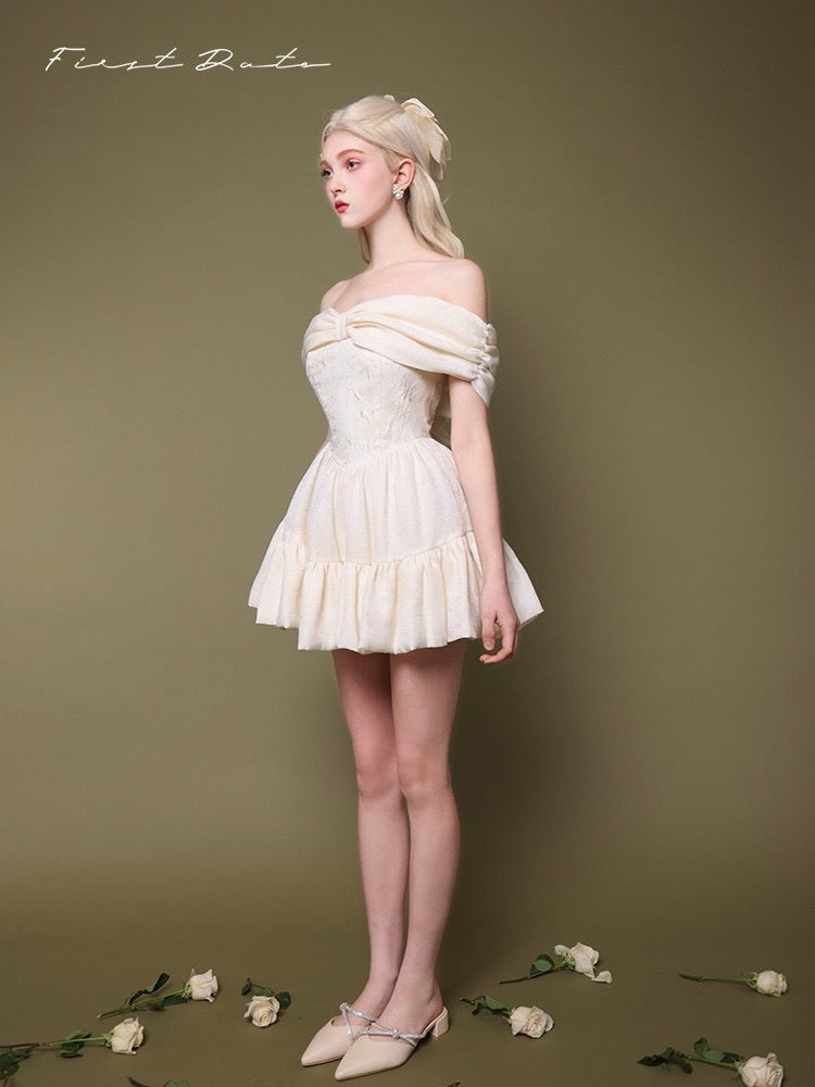 First Date Ivory Bow Dress