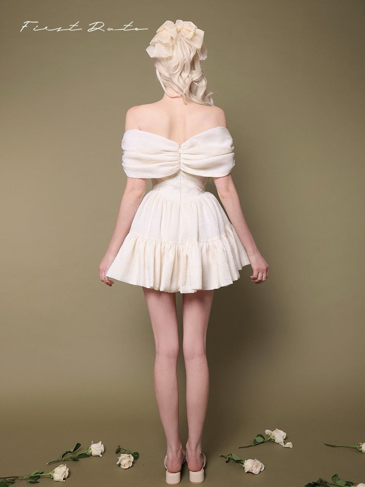 First Date Ivory Bow Dress