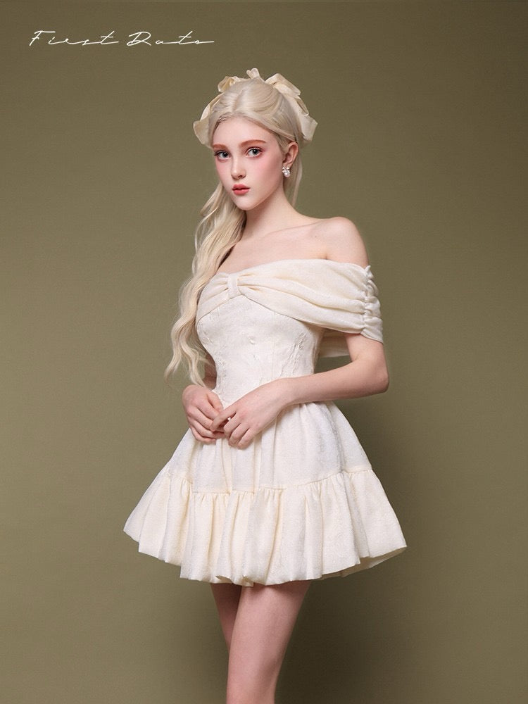 First Date Ivory Bow Dress