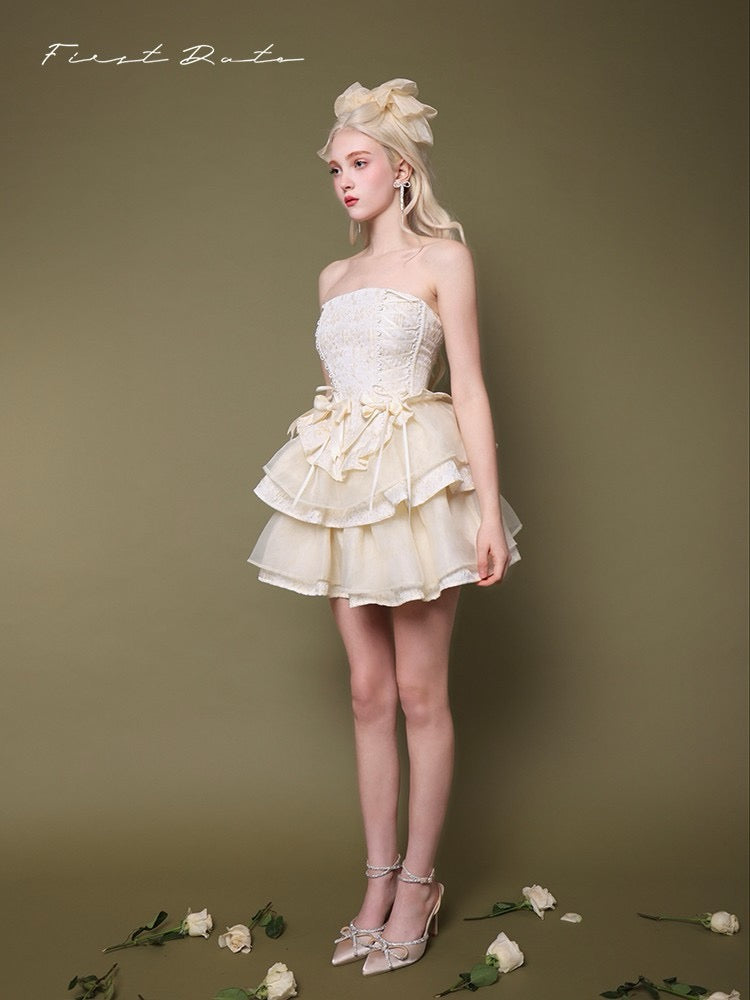 First Date Ivory Layered Dress