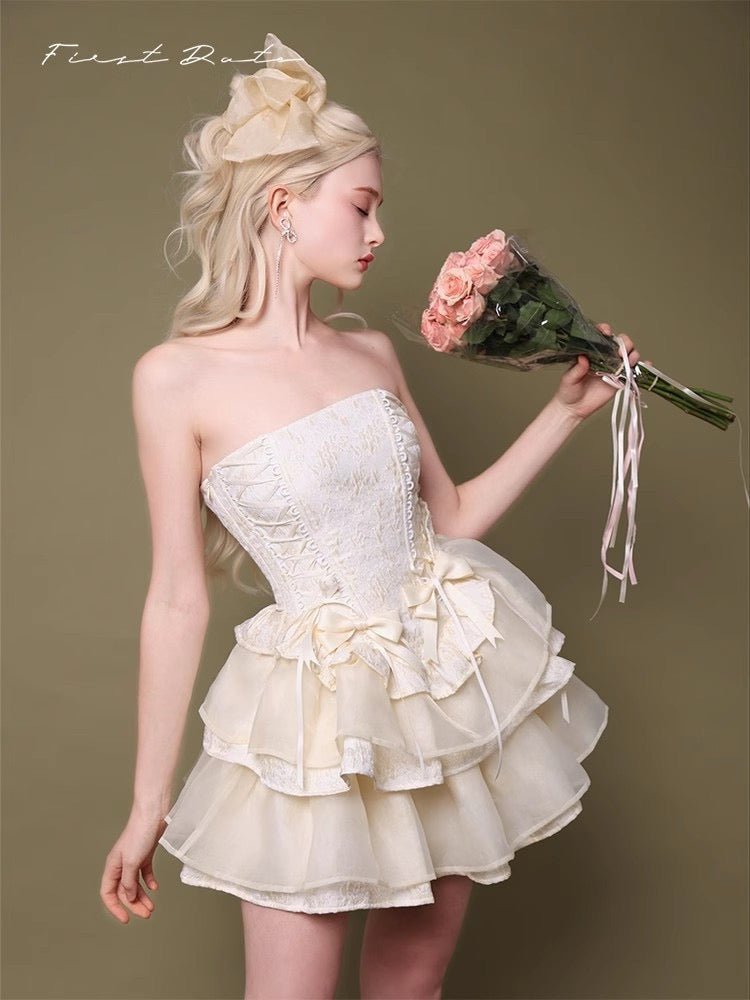 First Date Ivory Layered Dress