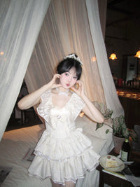 First Date Ivory Ruffled Collar Dress