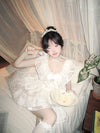 First Date Ivory Ruffled Collar Dress