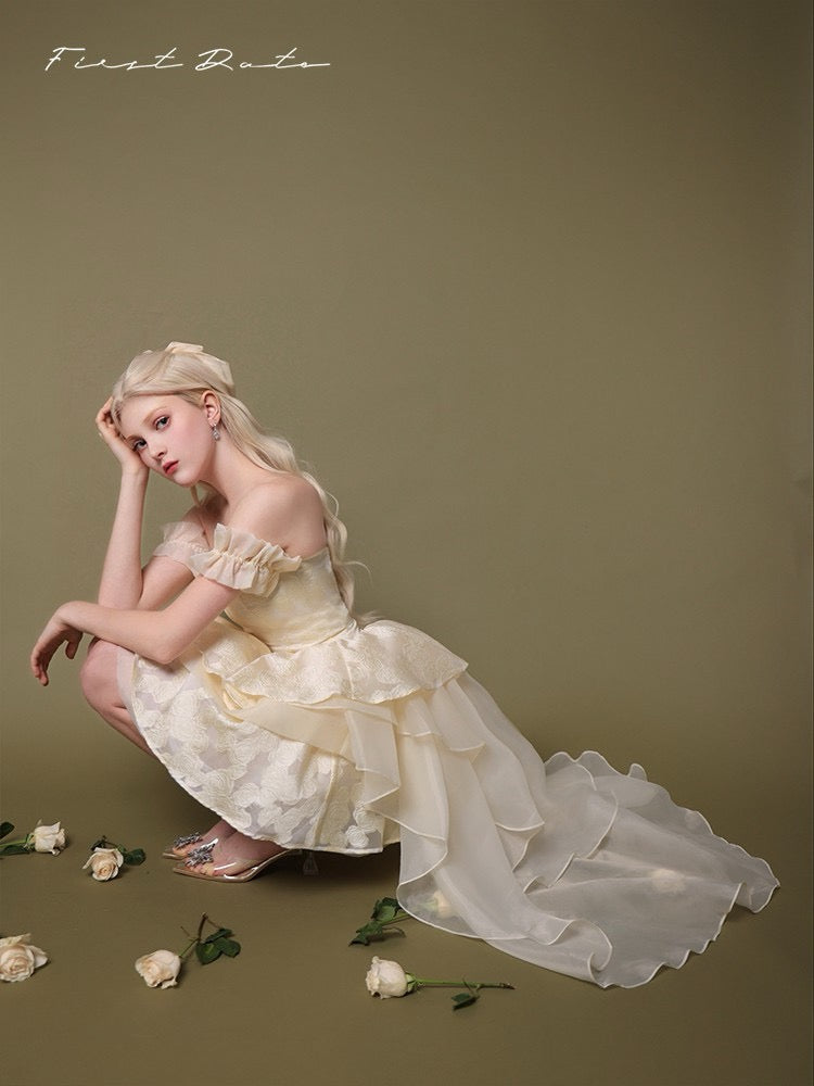 First Date Ivory Dress with Train