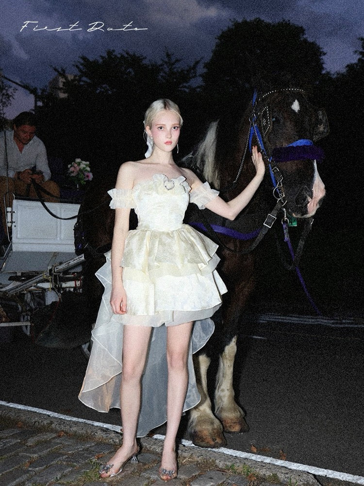 First Date Ivory Dress with Train