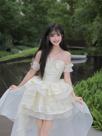 First Date Ivory Dress with Train