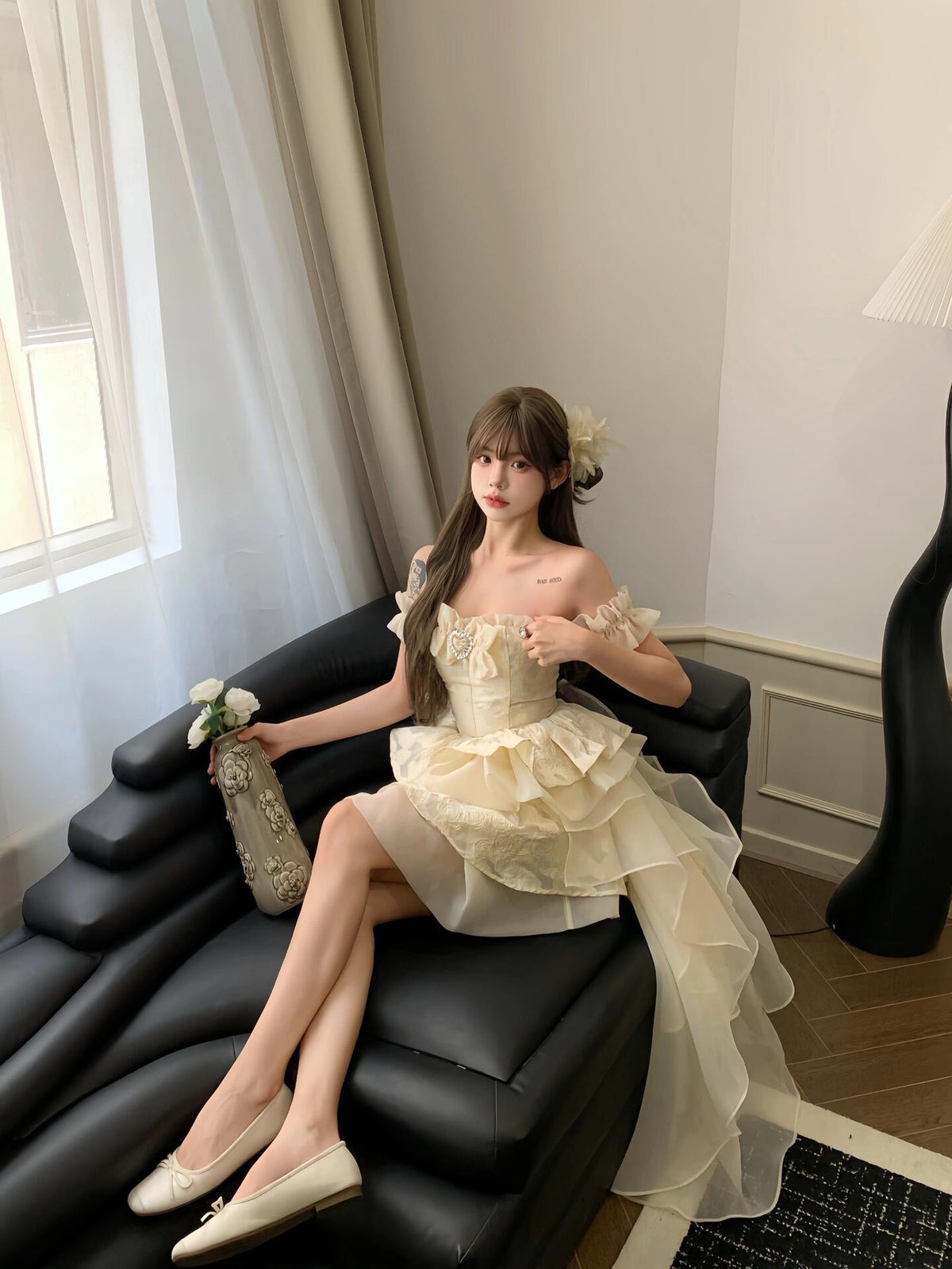 First Date Ivory Dress with Train