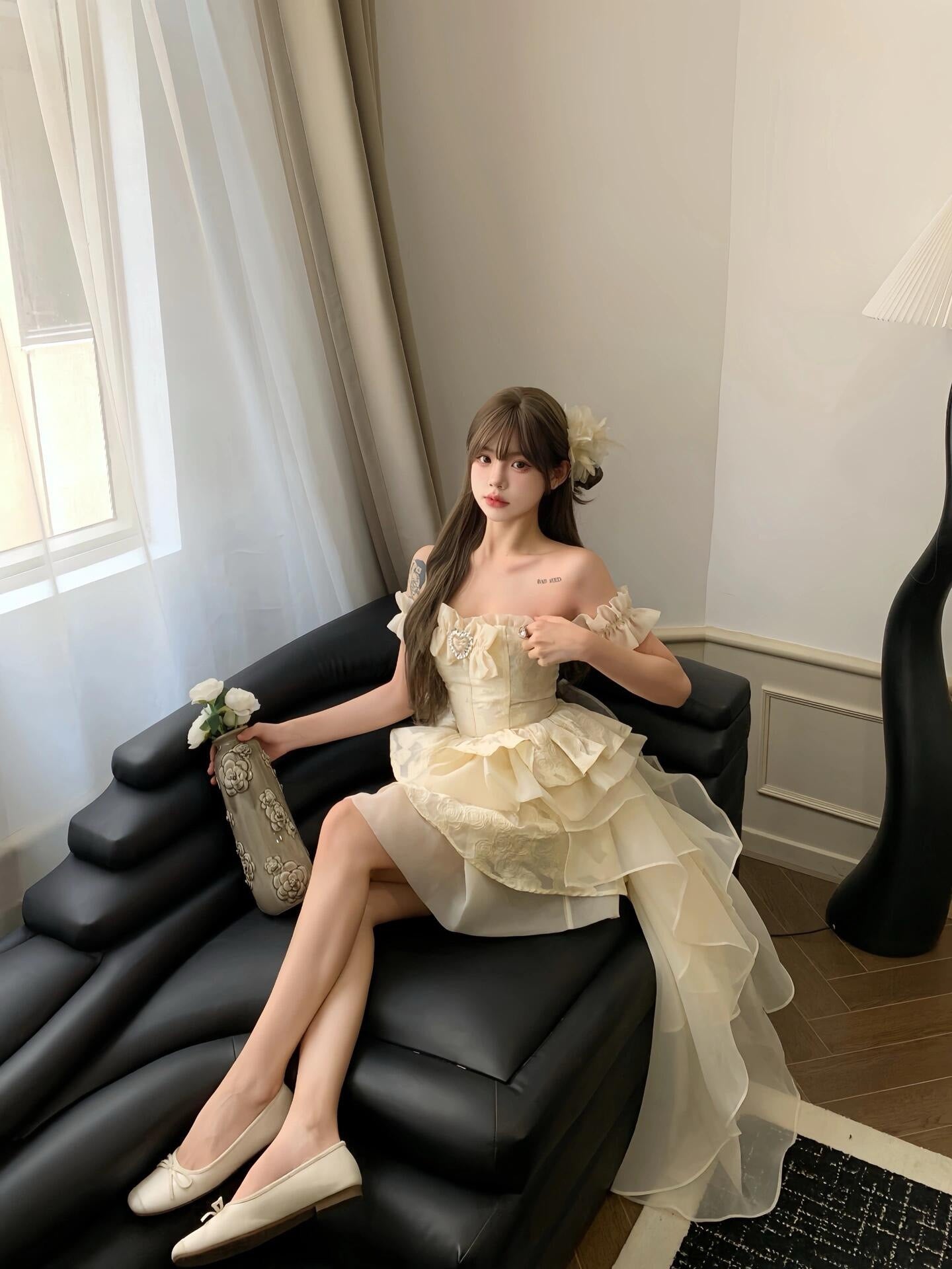 First Date Ivory Dress with Train
