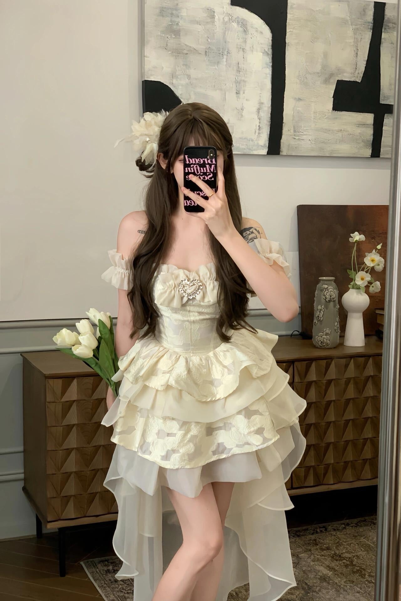 First Date Ivory Dress with Train