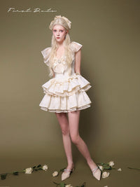First Date Ivory Ruffled Collar Dress