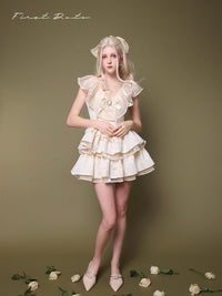 First Date Ivory Ruffled Collar Dress