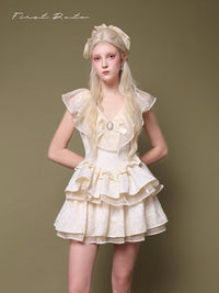 First Date Ivory Ruffled Collar Dress