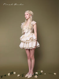 First Date Ivory Ruffled Collar Dress