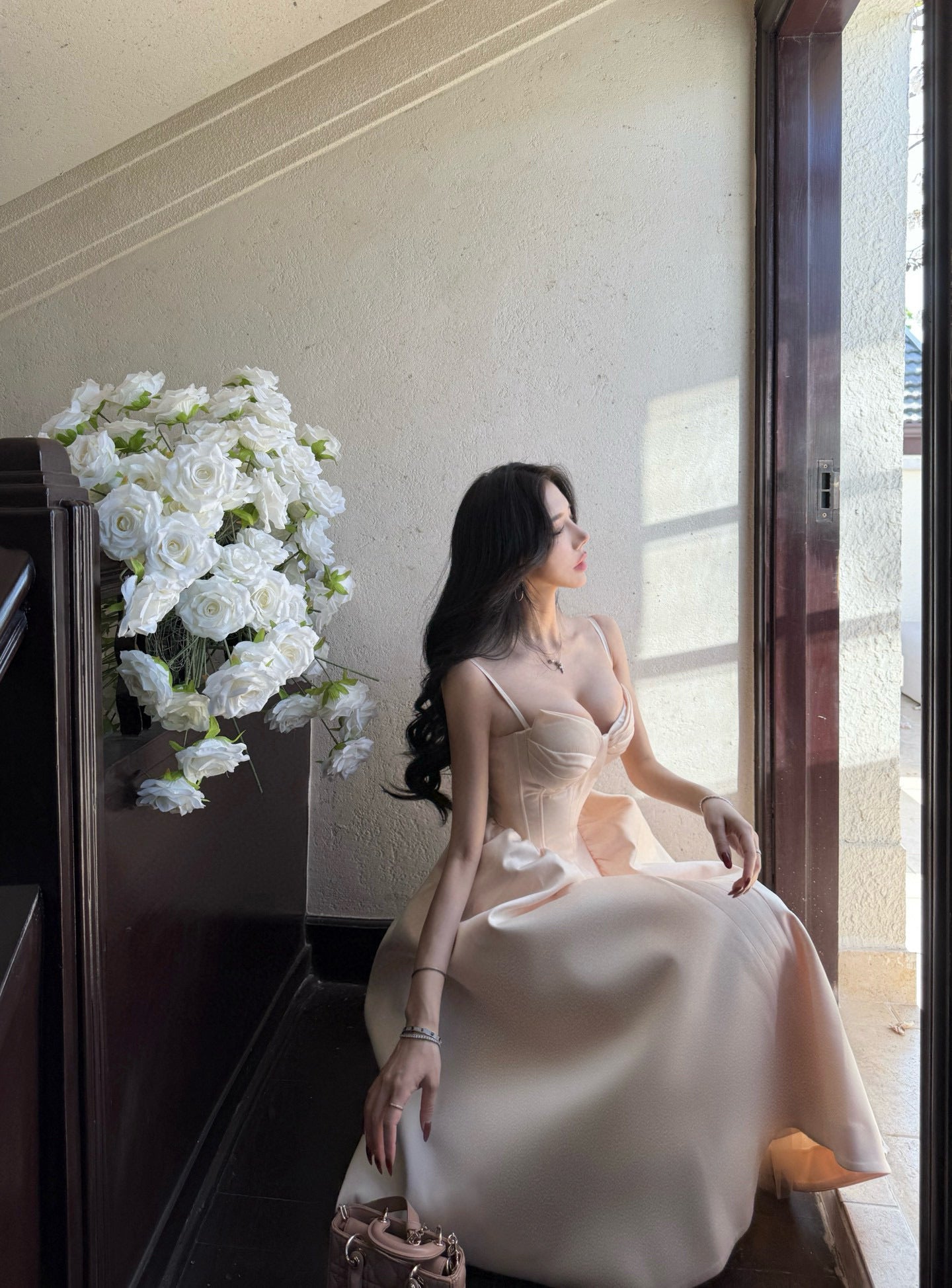 Sheer Luck Mirri White Sling Midi Dress