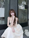 Sheer Luck Mirri White Sling Midi Dress