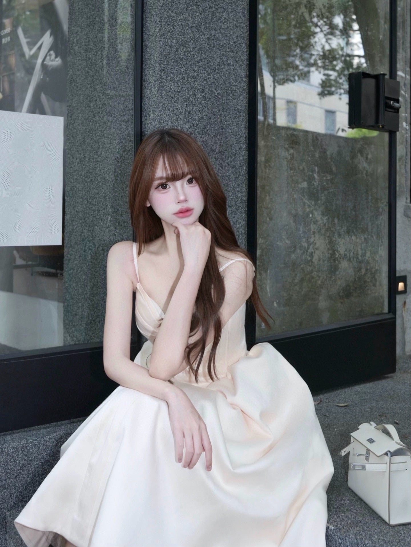 Sheer Luck Mirri White Sling Midi Dress