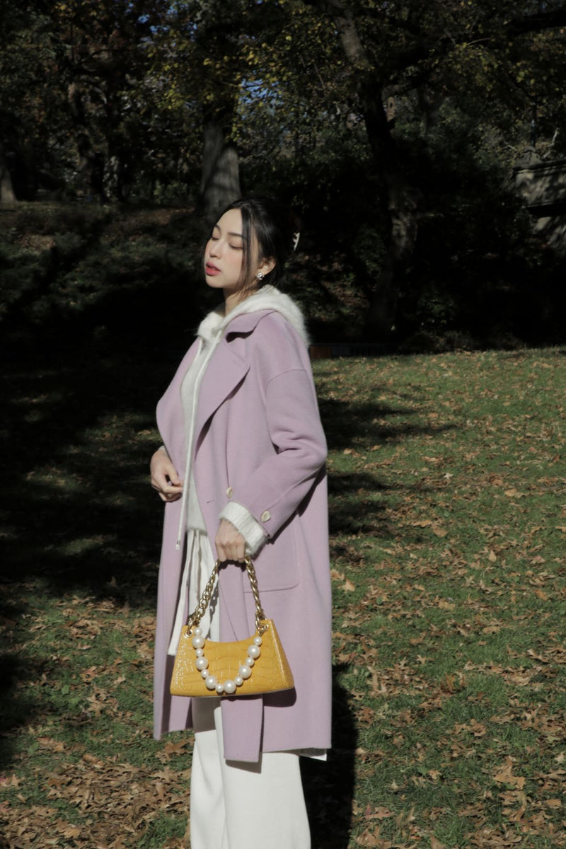 Lavender wool silk blend coat