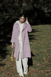 Lavender wool silk blend coat