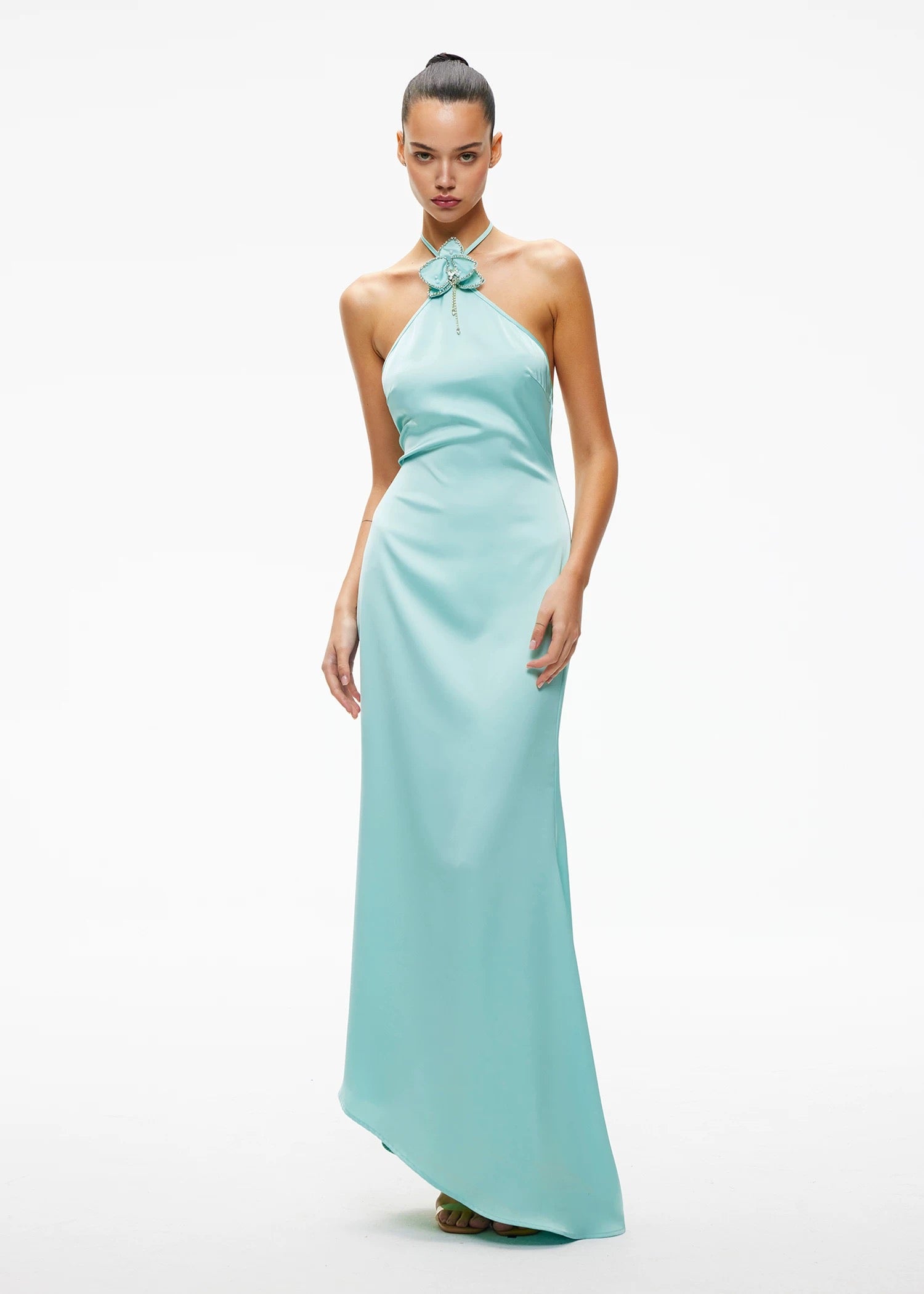 Halter Neck Strap Slim Fit Maxi Dress K