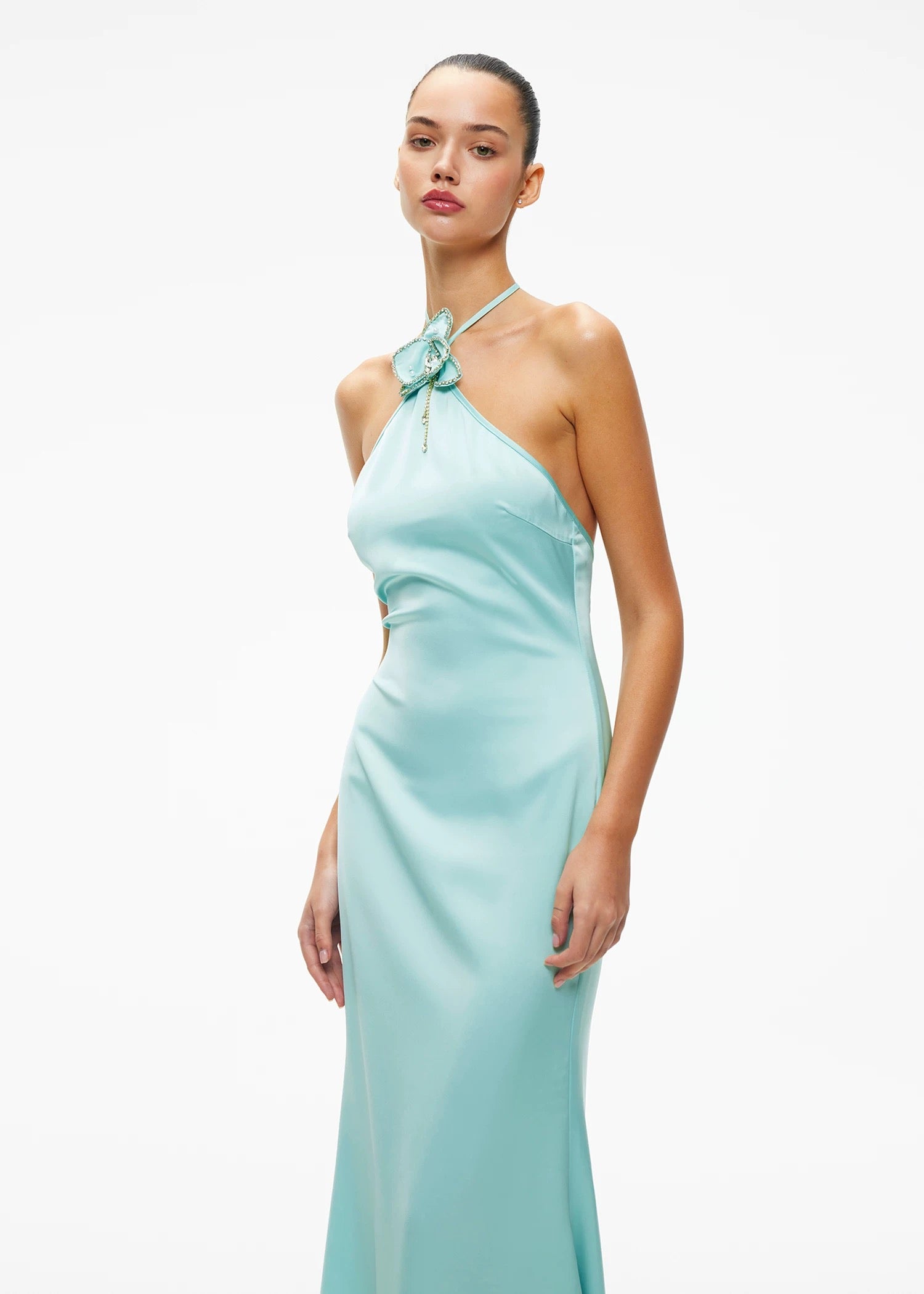 Halter Neck Strap Slim Fit Maxi Dress K Halter Neck Strap Slim Fit Maxi Dress K