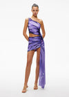 Purple Butterfly Print Slip Asymmetric Mini Dress