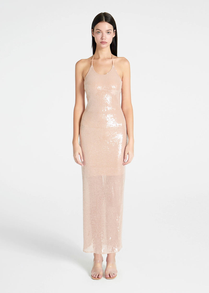 Mermaid Sequins Slim Slip Maxi Dress