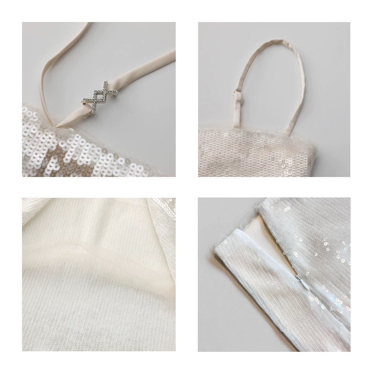 White Sequined Slip Top & Maxi Skirt Set