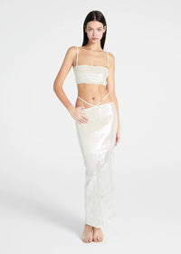 White Sequined Slip Top & Maxi Skirt Set