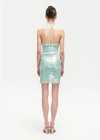 Mint Green Sequined Slip Slim Mini Dress