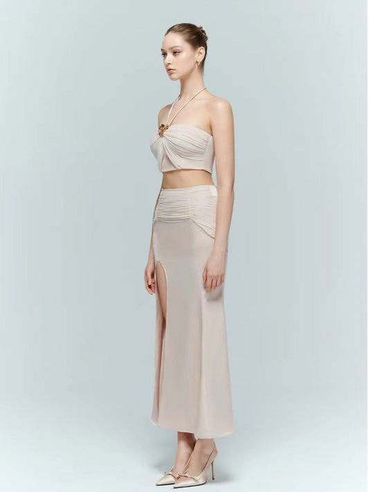 Artel Retro Sheath Strapless Top Wrap Midi Skirt Set
