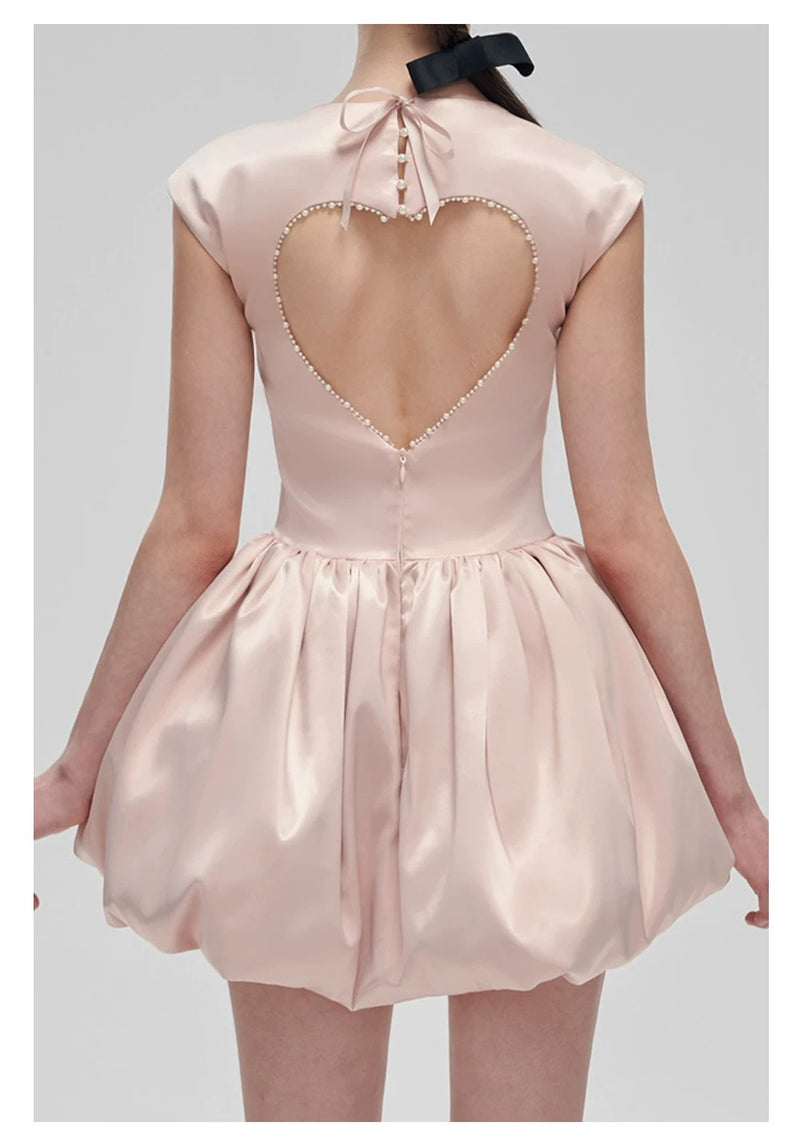 Pink Back Heart Queen Anne Mini Dress