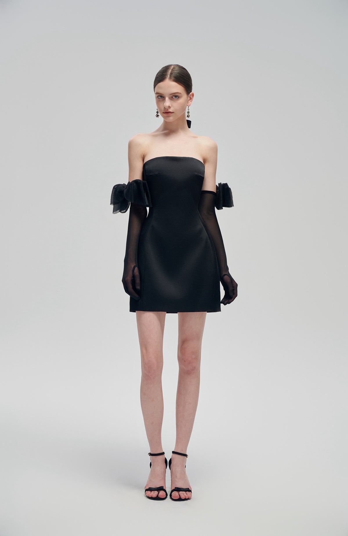 Black Bow Glove Slim-Fit Sheath Mini Dress
