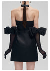 Black Bow Glove Slim-Fit Sheath Mini Dress