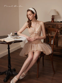 First Date Khaki Chiffon Mini Dress