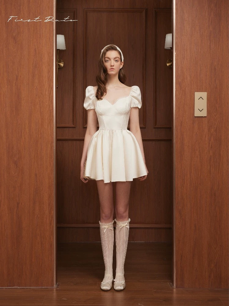 First Date Puff Sleeves Mini Dress