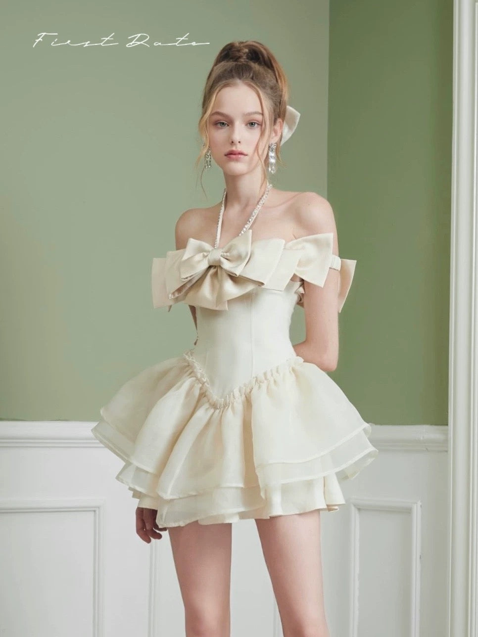 First Date Diamond-Embellished Puffy Dress